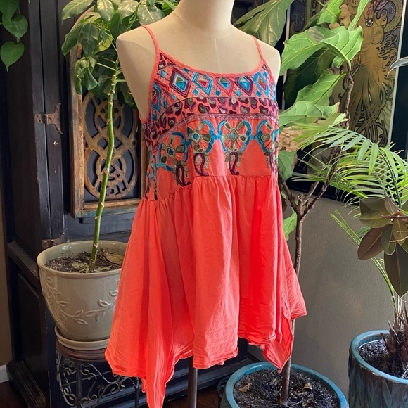 Umgee Tangerine Embroidered Bohemian Tank Top - Picture 3 of 12